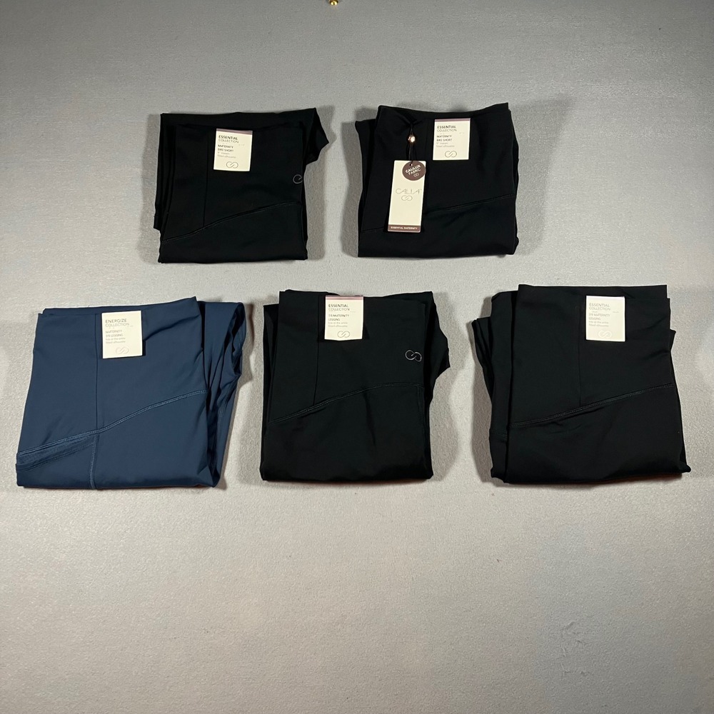 NWT CALIA Maternity Leggings Bike Shorts Lot of 5 Essential Energize Black Blue